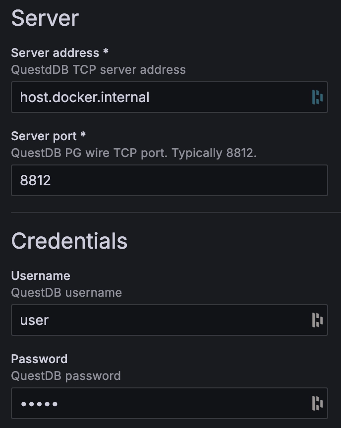 Screenshot of configuring data source